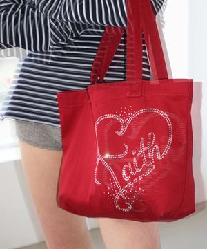 Faith Rhinestone Eco Bag Red