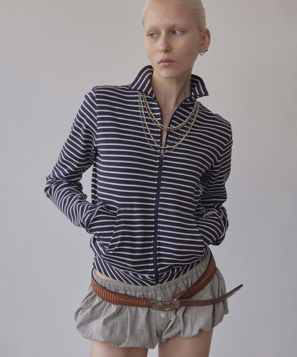 Striped Track Jacket Navy