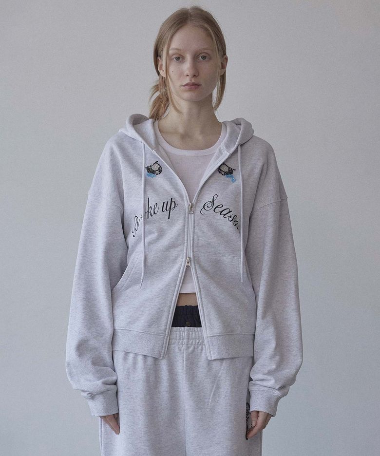 My Go To Hoodie Zip-Up White Melange