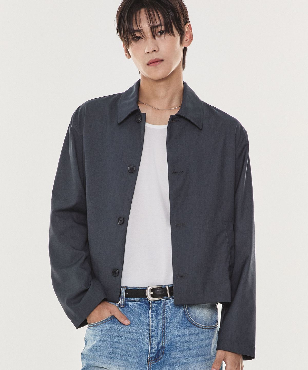 기철(KICHUL) Minimal crop jacket (charcoal)