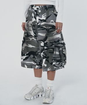 WIDE CARGO SHORTS [WHITE CAMO]