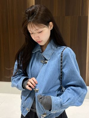 CELIE denim bomber jacket_BLUE