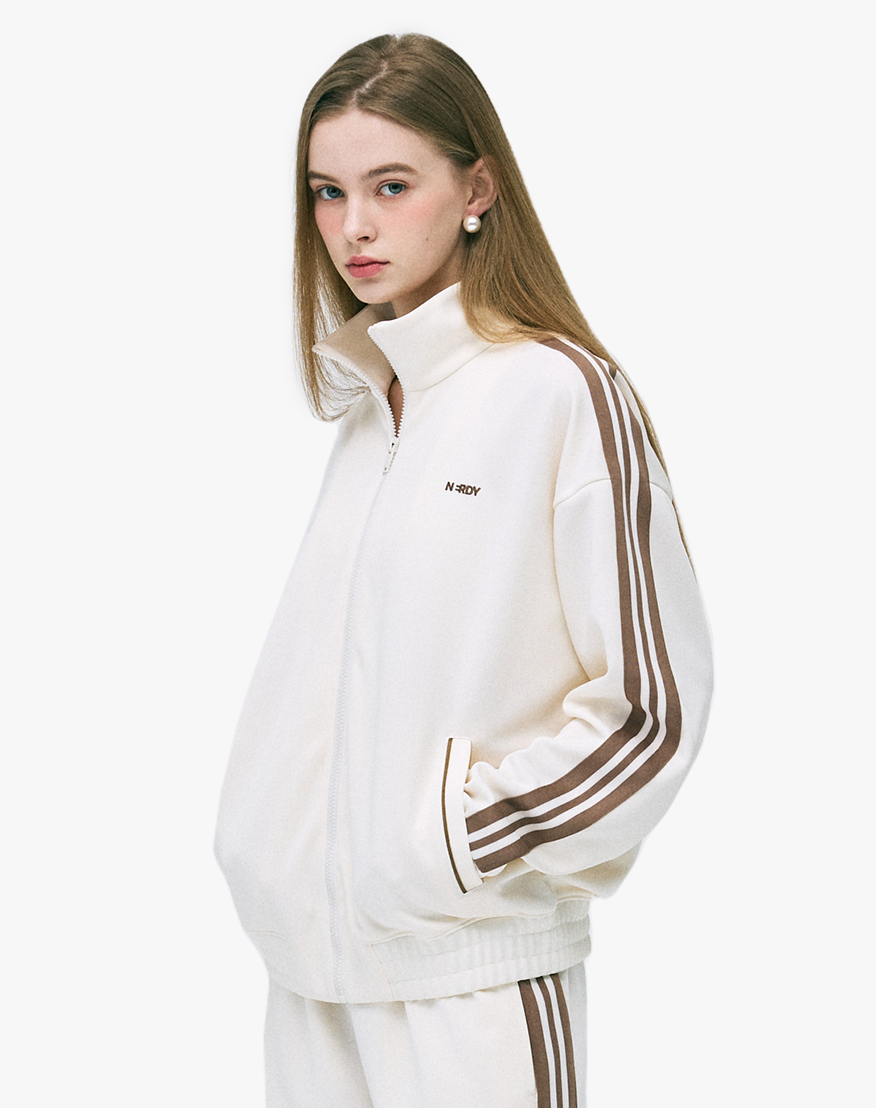 [ NERDY ]★25SS★韓国人気★JACQUARD TAPE TRACK SET MUSINSA | NERDY Jacquard Tape Track Top (Black/Ivory)