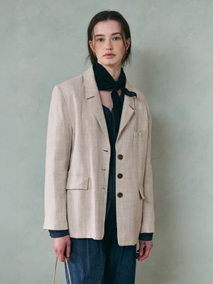 DYLI herringbone linen jacket_OATMEAL
