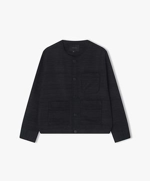 [25SS] LLS32508 블랙 라운드넥 트리밍 트위드 자켓