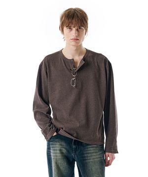Ribbed Henley Knit Long Sleeve [CHARCOAL]_SETS044CHARCOAL