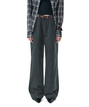 Semi Wide Twill Cotton Chino Pants [CHARCOAL]_SEPT051CHARCOAL