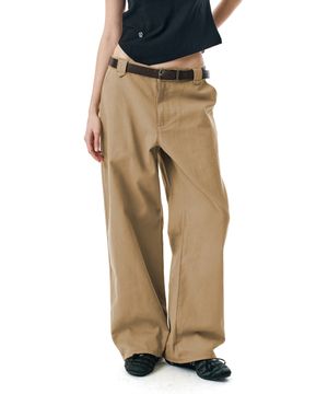 Semi Wide Twill Cotton Chino Pants [CAMEL]_SEPT051CAMEL