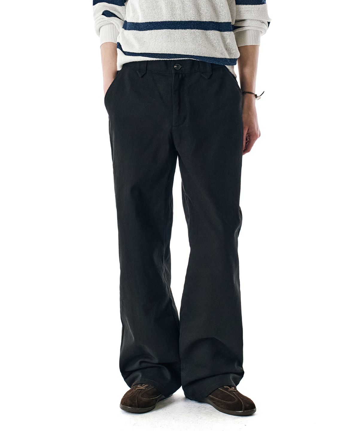 세컨모놀로그(SECONDMONO) Semi Wide Twill Cotton Chino Pants [BLACK]_SEPT051BLACK