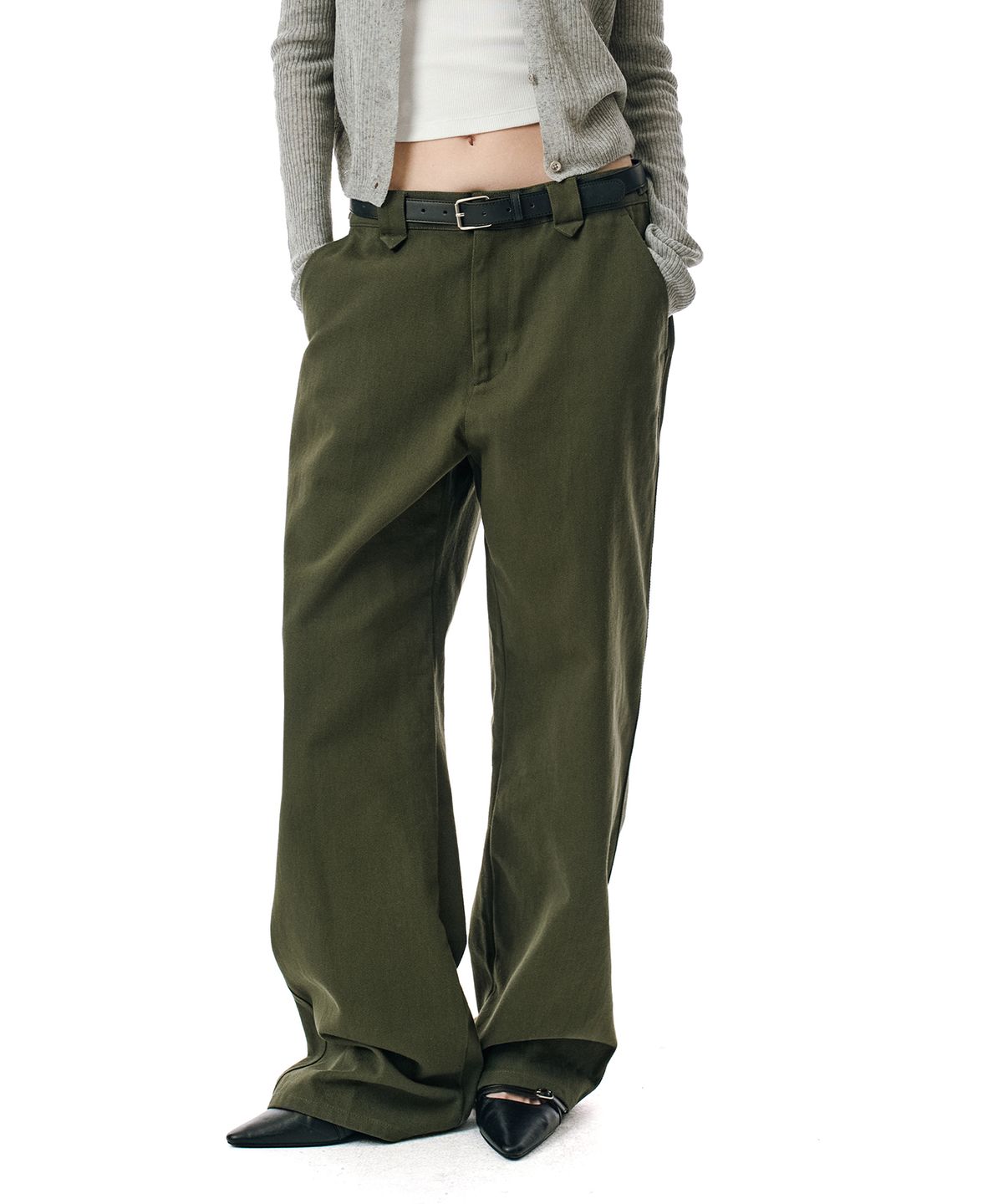 세컨모놀로그(SECONDMONO) Semi Wide Twill Cotton Chino Pants [KHAKI]_SEPT051KHAKI
