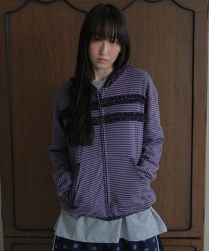Ruffle point zip-up hoodie_purple
