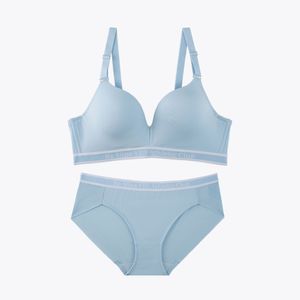 애슬래틱 스포티 노와이어 브라 팬티 세트_라이트블루