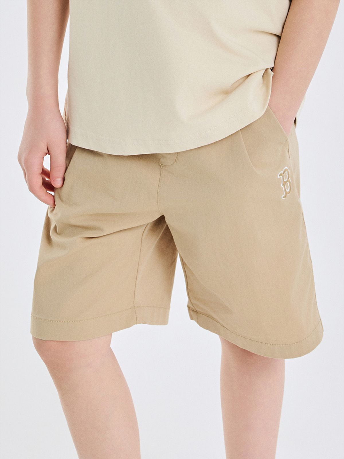 엠엘비 키즈(MLB KIDS) 베이직 5부 우븐 팬츠 BOS (Beige)