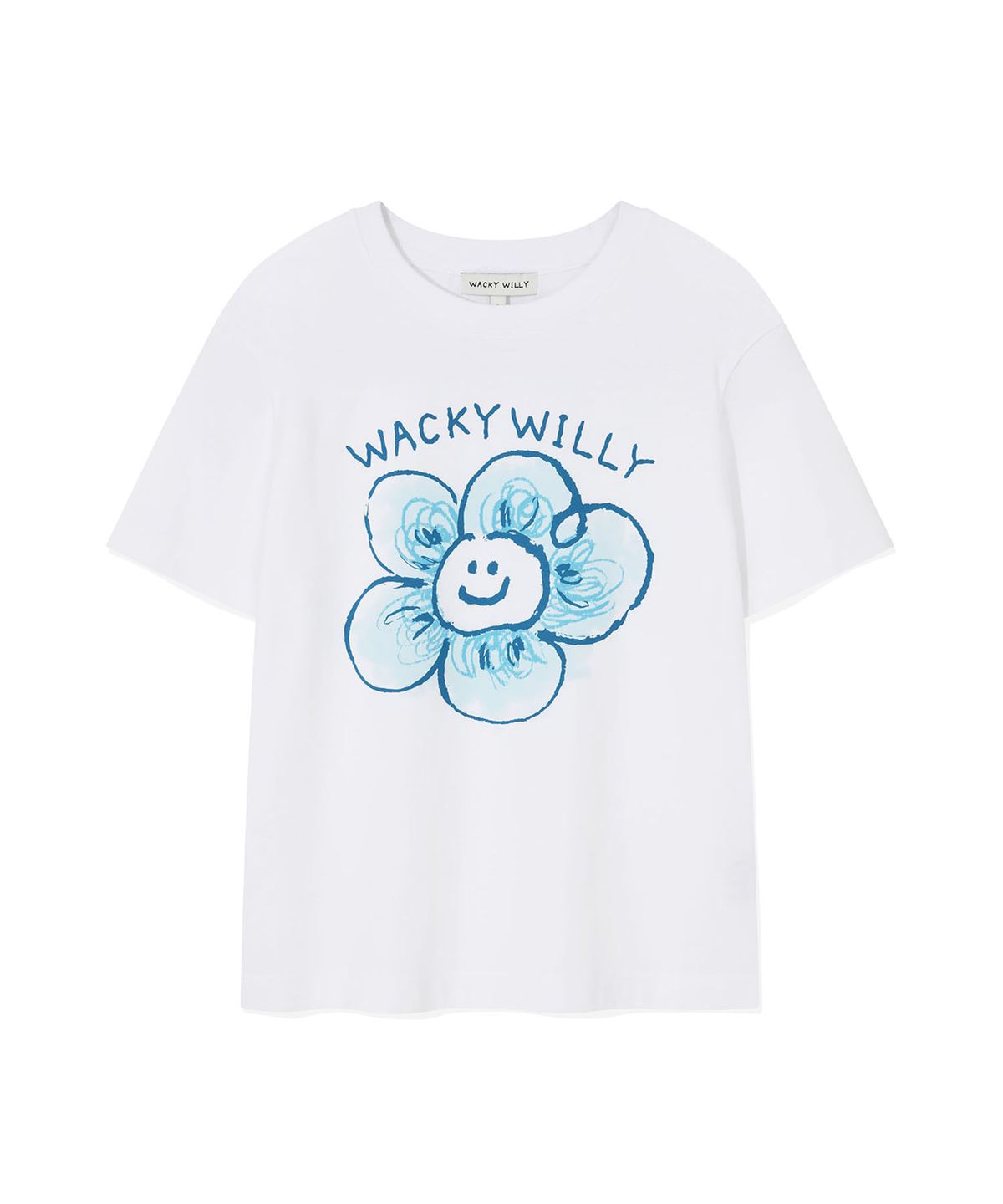 와키윌리(WACKY WILLY) 우먼스 빅릴리 그래픽 반팔 티셔츠 화이트