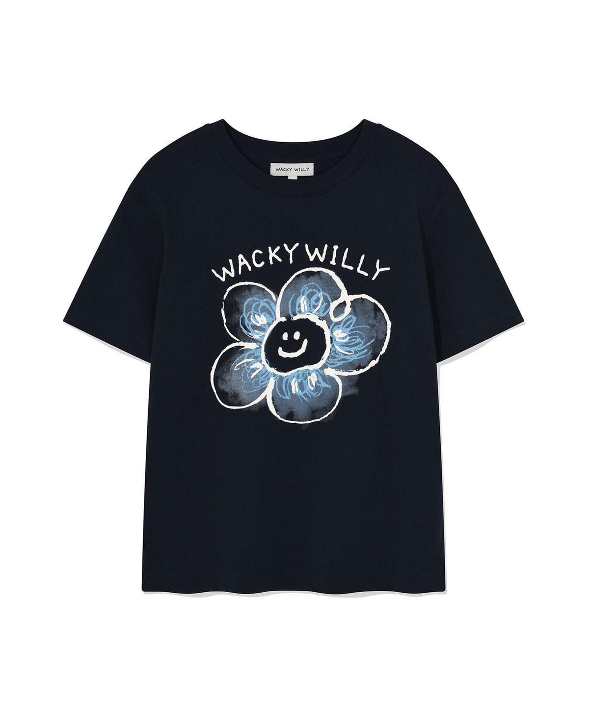 와키윌리(WACKY WILLY) 우먼스 빅릴리 그래픽 반팔 티셔츠 다크네이비