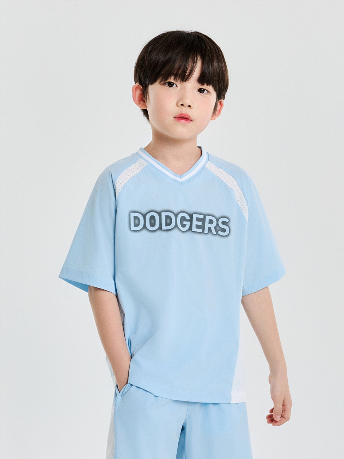 엠엘비 키즈(MLB KIDS) 바시티 블록코어 티셔츠 LA (L.SKY BLUE)