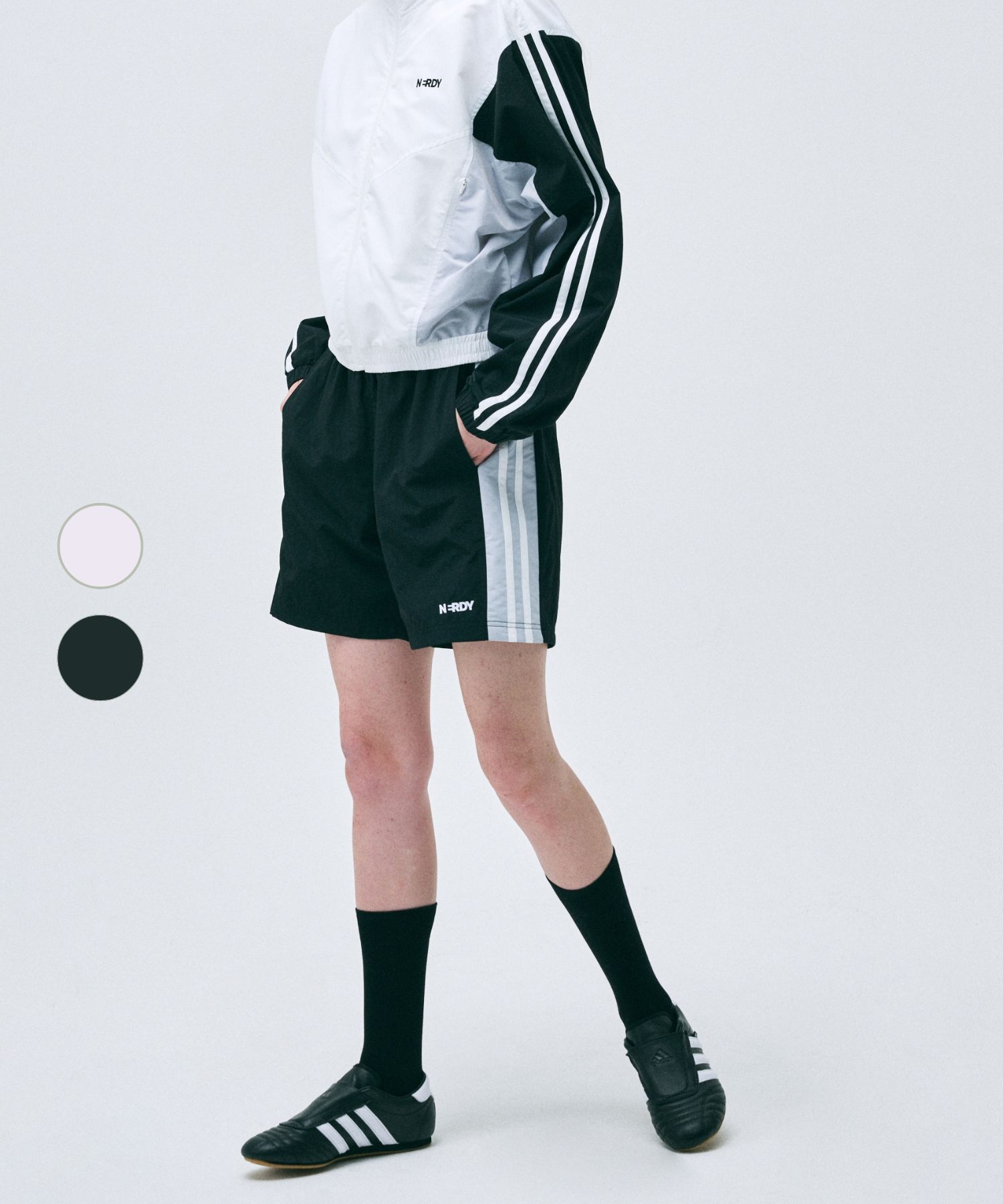 [ NERDY ]★25SS★韓国人気★Color Block Woven Shorts MUSINSA | NERDY Color Block Woven Shorts (25SS) (Black/Baby