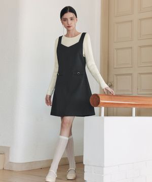 하트넥 미니 원피스 / 다크네이비