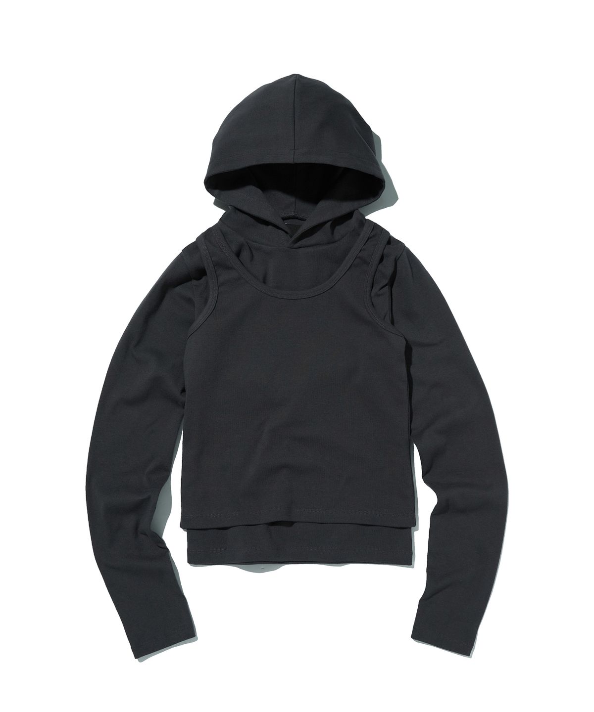 스웨이드(SUADE) LAYERED HOODIE [CHARCOAL GRAY]
