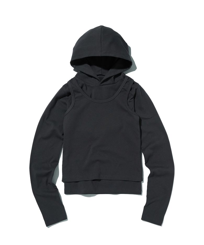 LAYERED HOODIE [CHARCOAL GRAY]