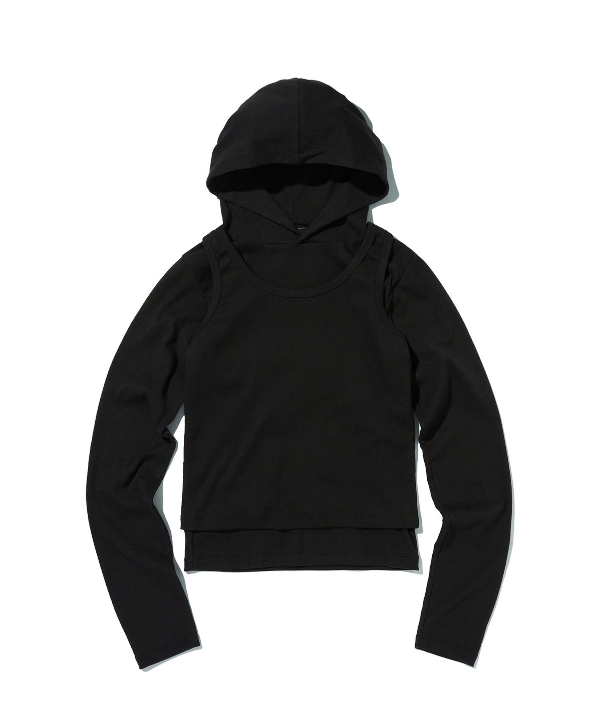 스웨이드(SUADE) LAYERED HOODIE [BLACK]