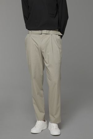 아렌퓌 스트레치 투턱 테이퍼드핏 벨티드 팬츠 베이지 BN3STA315BE