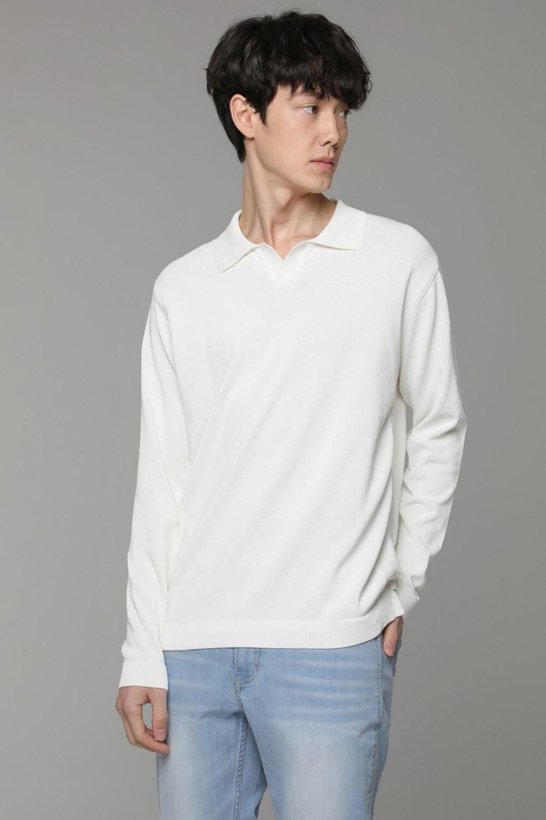 아스킨 티에리 오픈카라 니트 아이보리 BN3SSW804IV