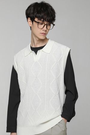 케이블 피셔맨 카라 베스트 화이트 BN3SSW830WH