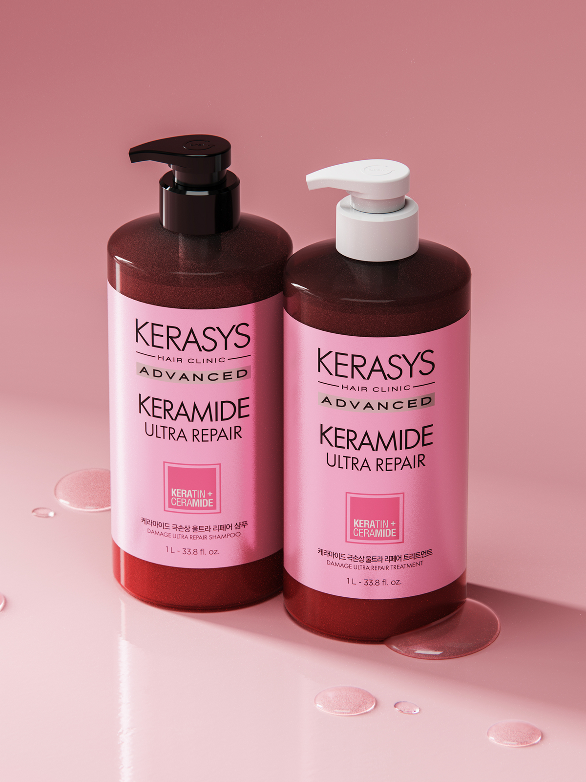 케라시스(KERASYS) 케라마이드 극손상 울트라 샴푸 + 트리트먼트 1L
