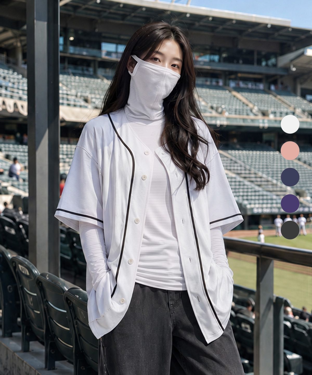이지바이(EZBUY) 올커버 여성 마스크넥 골프 쿨링 긴팔 티셔츠 5 Colors