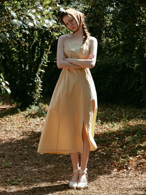 ARIN rayered sleeveless dress_YELLOW BEIGE