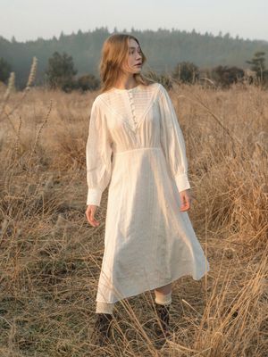BIANA shirring laced dress_WHITE