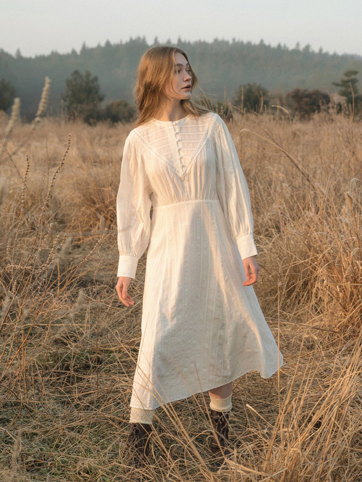 르니나(LENINA) BIANA shirring laced dress_WHITE