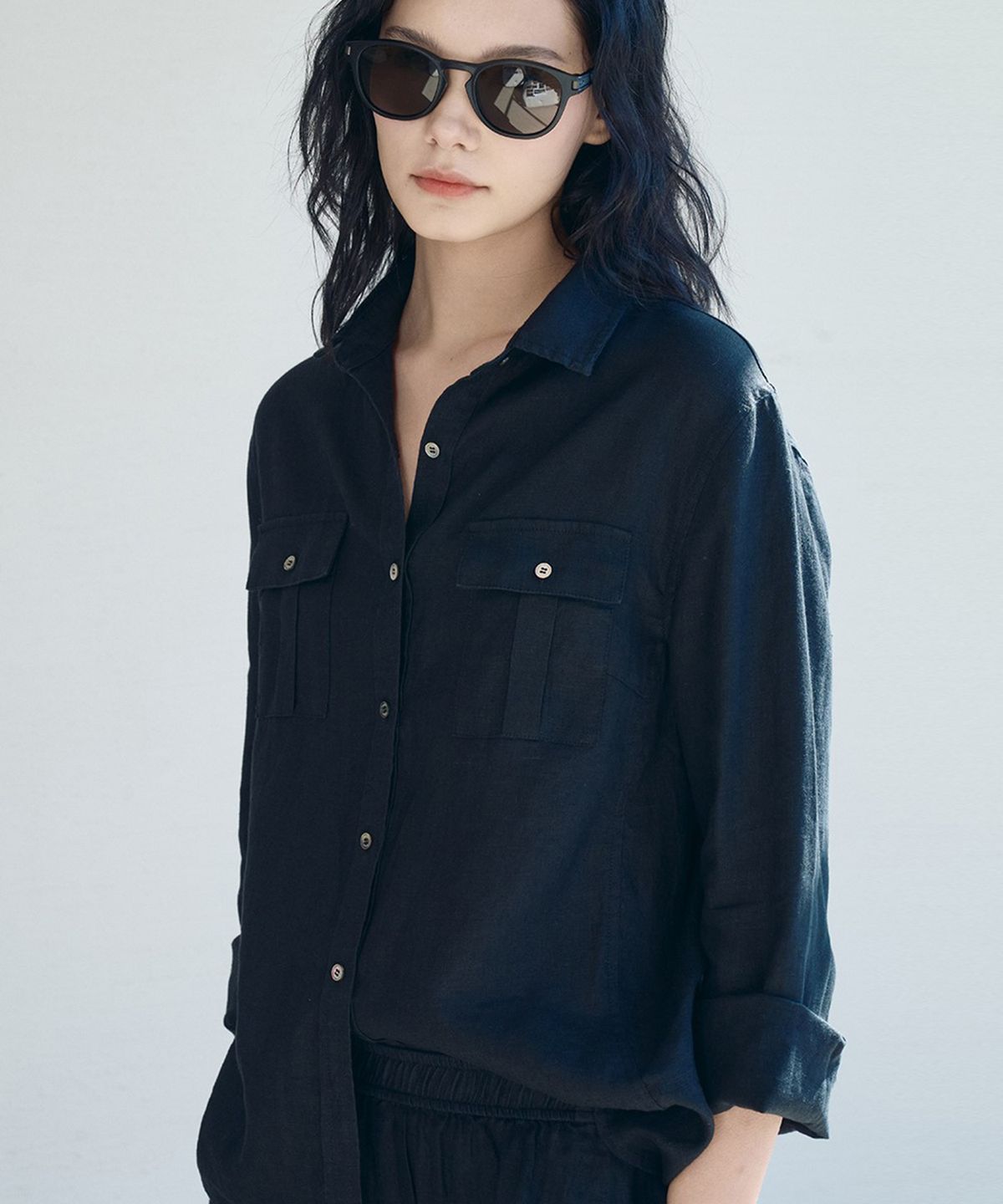 하수오(HASUO) 린넨 라운지 포켓 셔츠_블랙