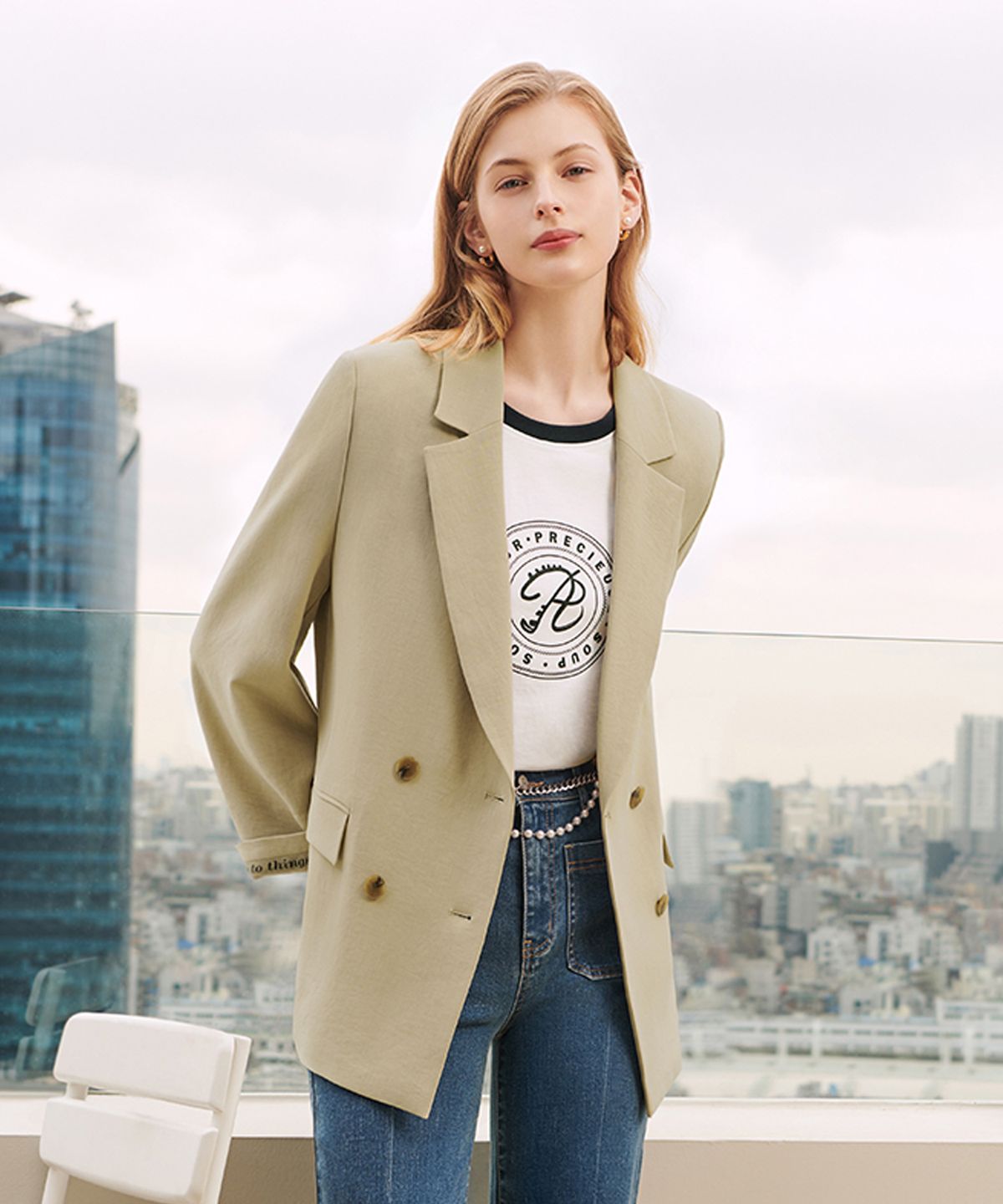 숲(SOUP) 더블버튼 루즈핏 재킷(SZ3JK34)