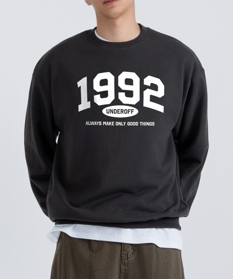 오버핏 맨투맨 스웨트 1992아치 다크그레이