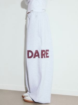 DARE BEADS SWEAT JOGGER PANTS, WHITE MELANGE