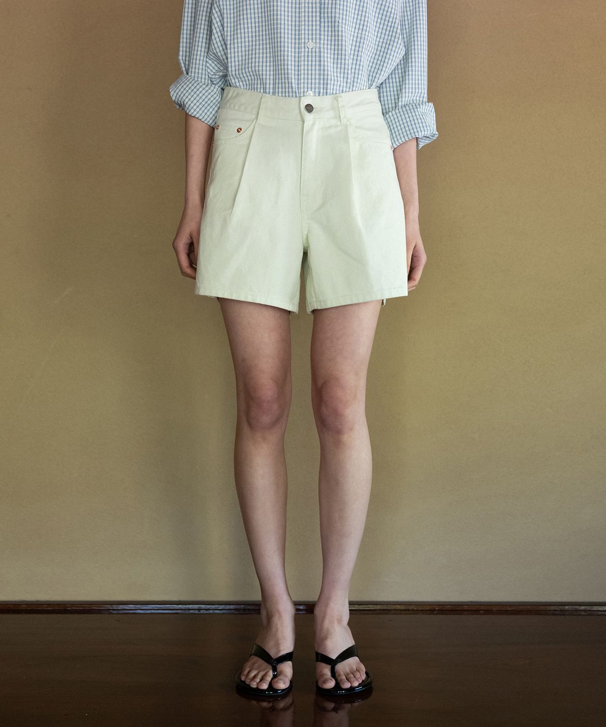 시야쥬(SIYAZU) SIJN6030 color denim shorts_Lemon beige