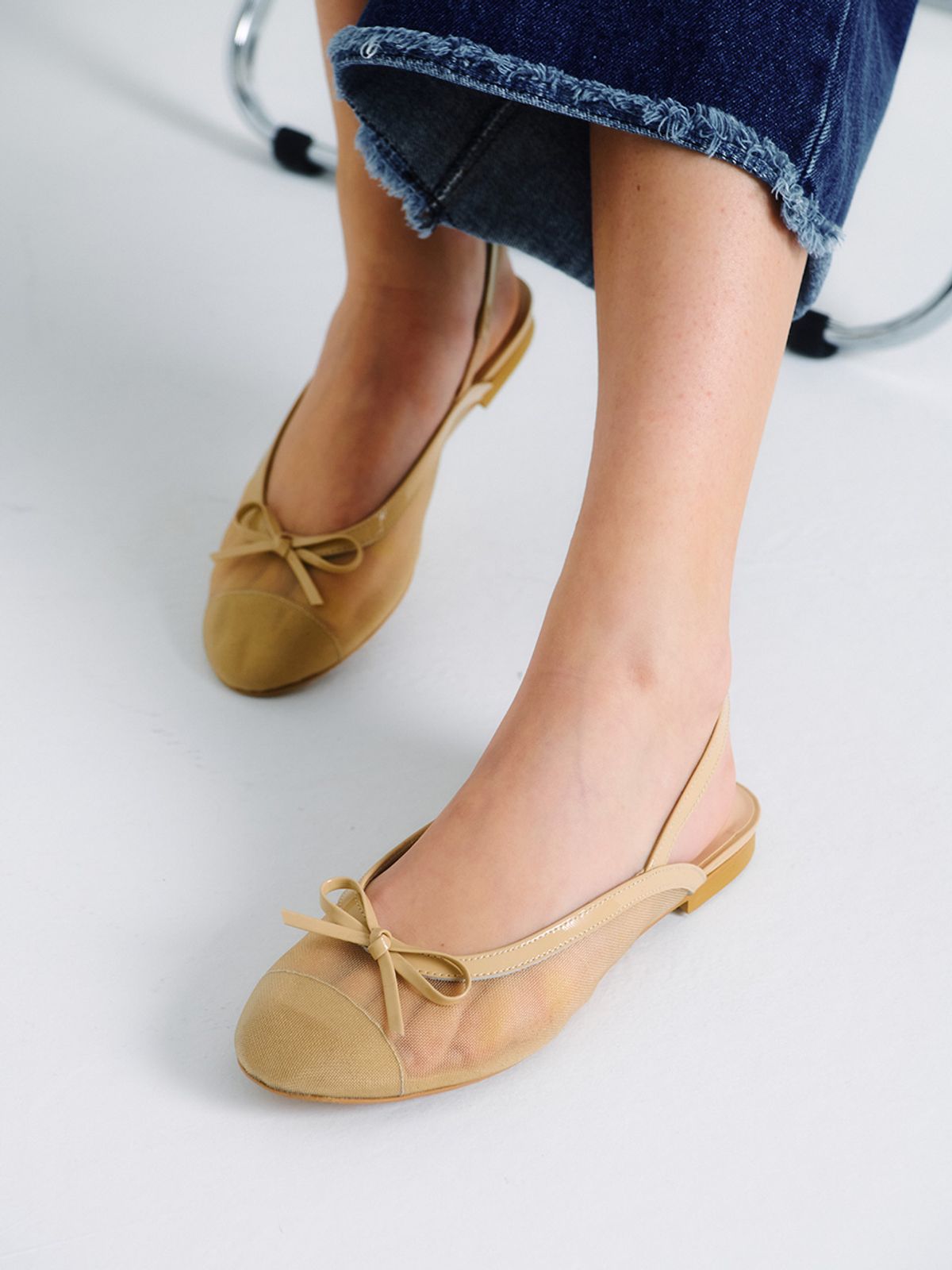 더조히(THE JOHI) Mesh Ribbon Slingback_2 Colors