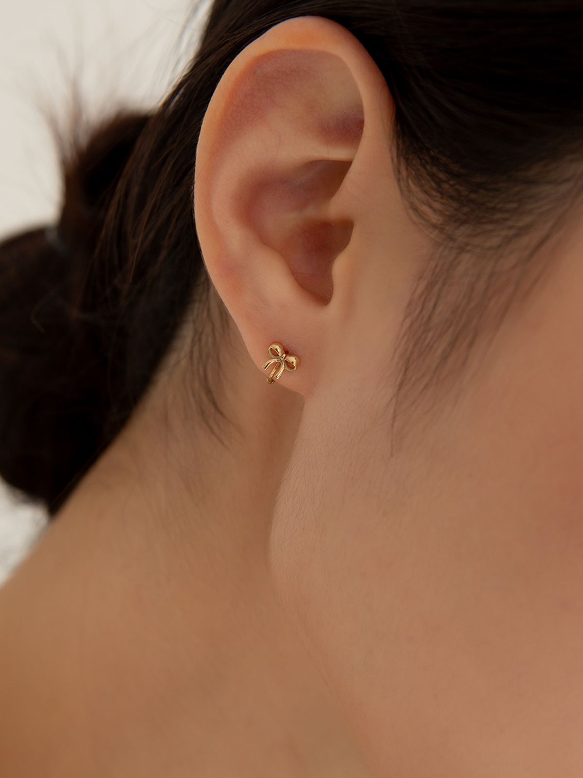 룬느(LUNNE) 14K 페어리 리본 원터치 링 귀걸이 (14K 골드) LFE48