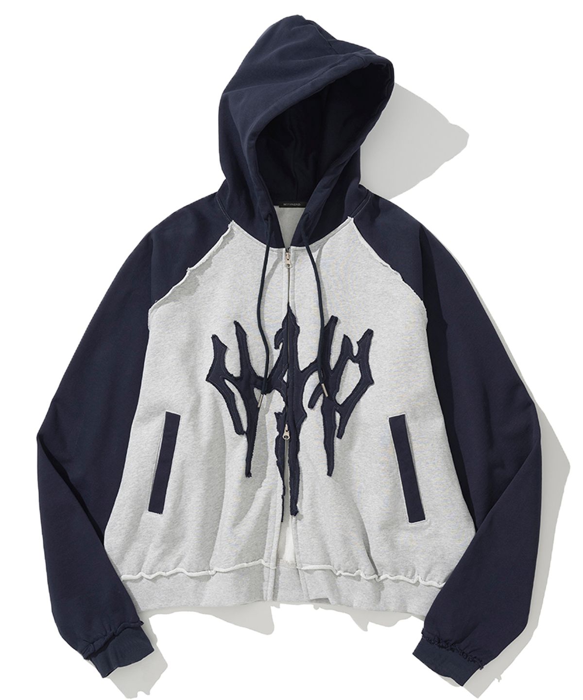 낫포너드(NOT4NERD) N4ND Trident Logo Raglan Hood Zip Up - Navy