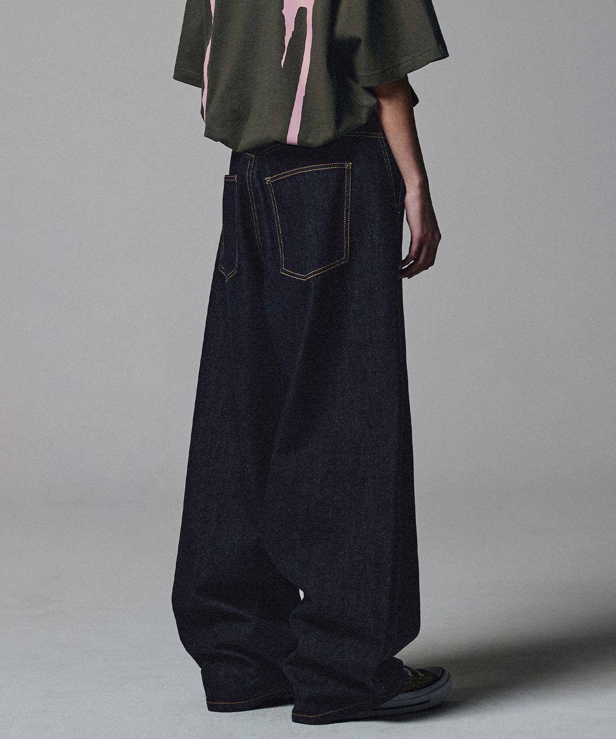 낫포너드(NOT4NERD) Curved Semi Wide Denim Pants - Deep Indigo