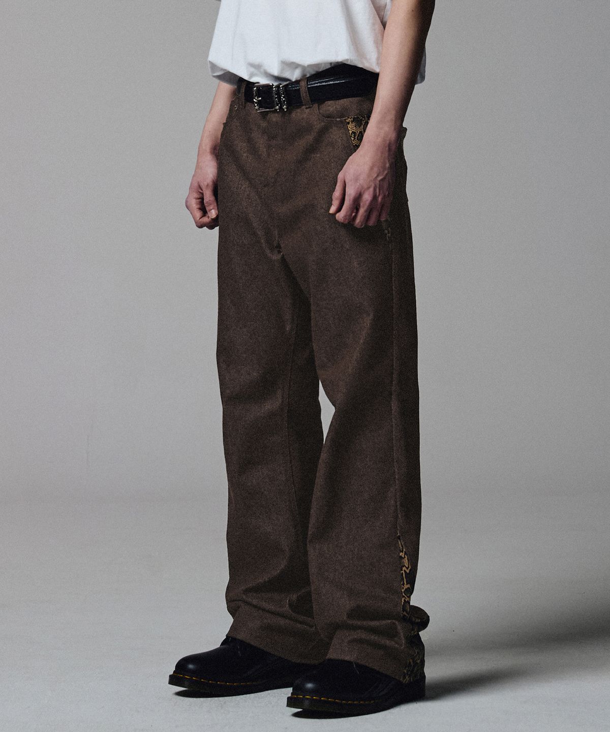 낫포너드(NOT4NERD) Python Layered Denim Pants - Brown