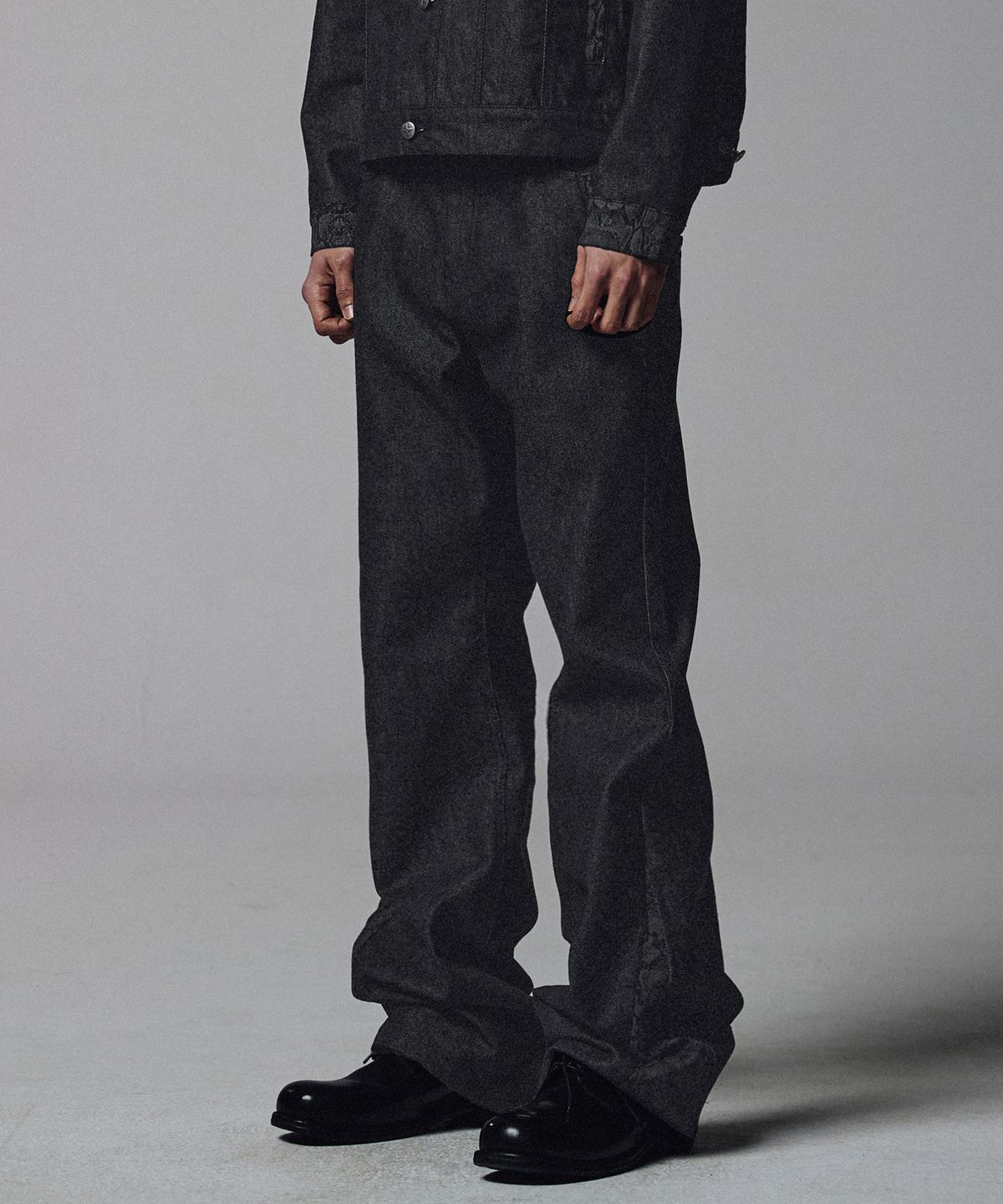 낫포너드(NOT4NERD) Python Layered Denim Pants - Black