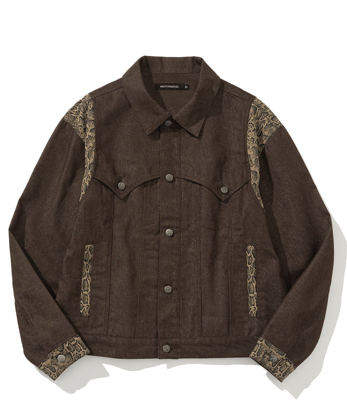 낫포너드(NOT4NERD) Python Layered Denim Jacket - Brown