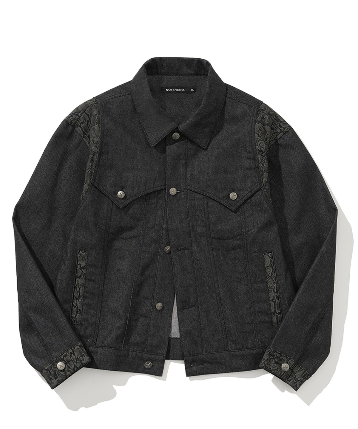 낫포너드(NOT4NERD) Python Layered Denim Jacket - Black