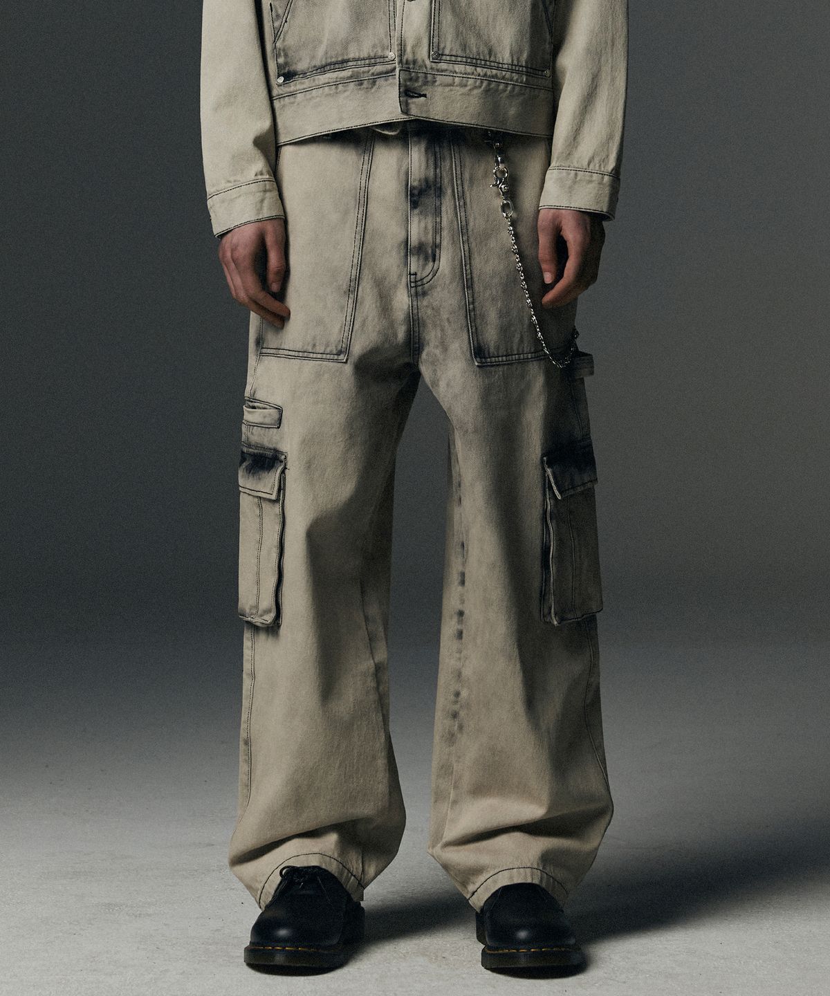 낫포너드(NOT4NERD) Fatigue Cargo Denim Pants - Beige