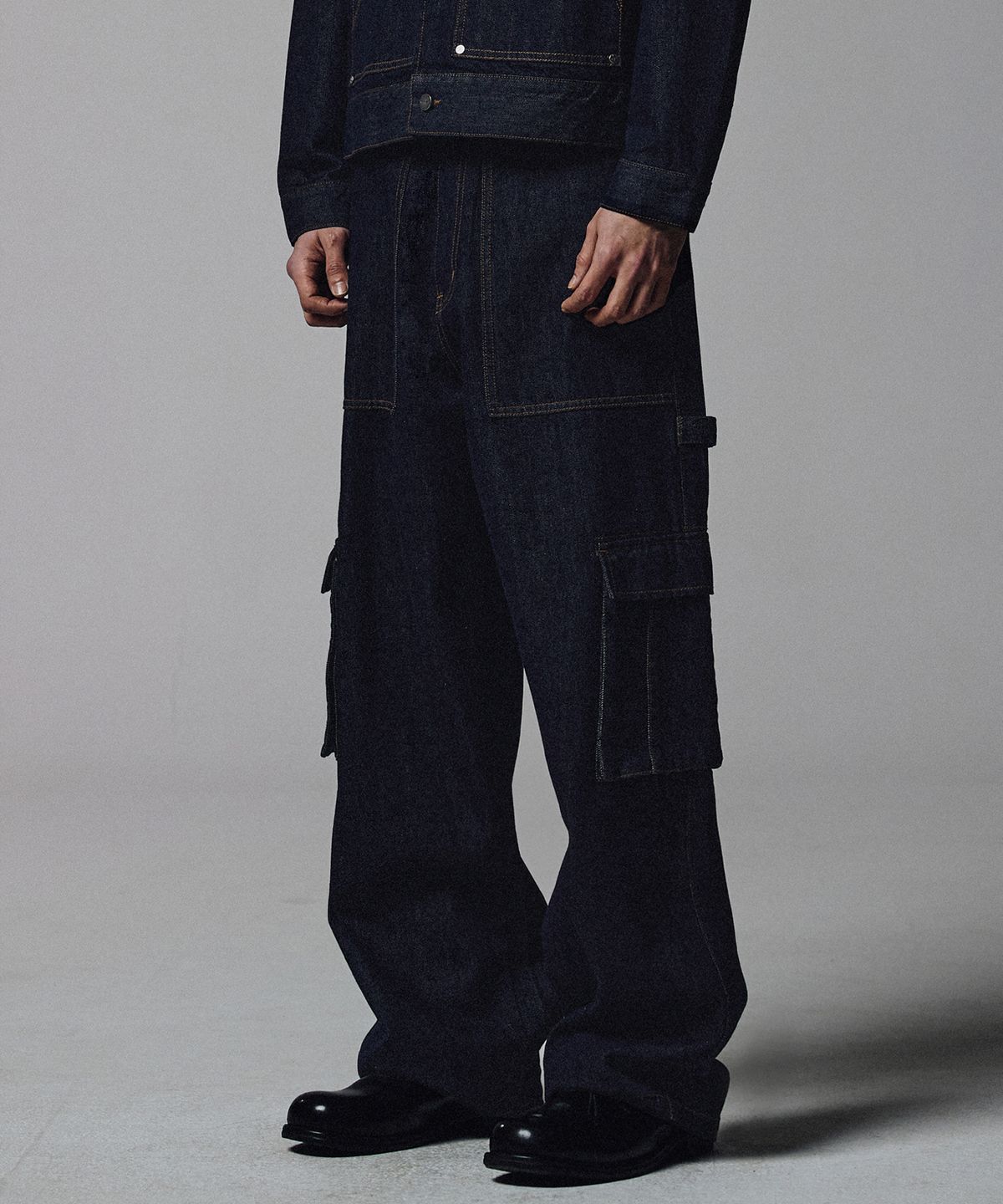 낫포너드(NOT4NERD) Fatigue Cargo Denim Pants - Deep Indigo