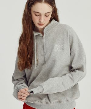 하이넥 스트링 스웨트셔츠 [멜란지 그레이]