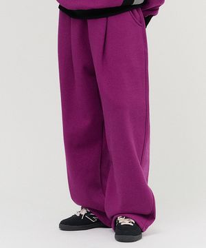 원턱 와이드 스웨트 팬츠_마젠타